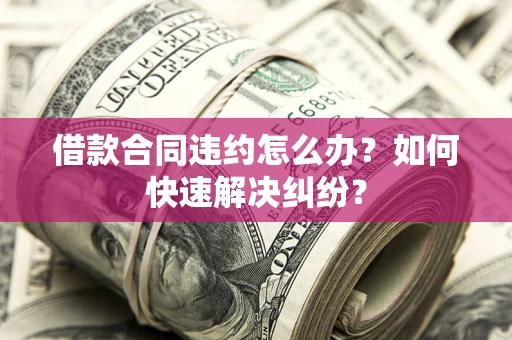 武汉借款合同违约怎么办？如何快速解决纠纷？